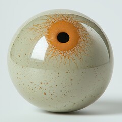 Abstract ceramic sphere with organic pattern and central hole on light background