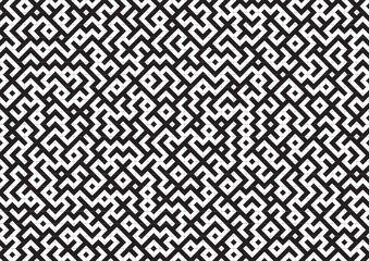 Fototapeta premium black and white geometric maze seamless pattern background vector design
