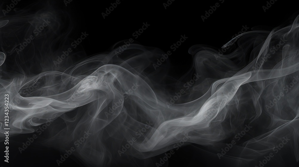 Poster ethereal smoke texture flowing through black background creating mysterious atmosphere for artistic 