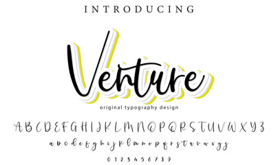 Venture Font Stylish brush painted an uppercase vector letters, alphabet, typeface