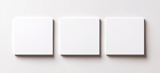 Set of white blank business cards or brochures isolated on a white background with a clipping path, top view.