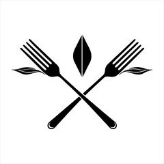 Fork and knife  silhouette design white background