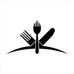 Fork and knife  silhouette design white background