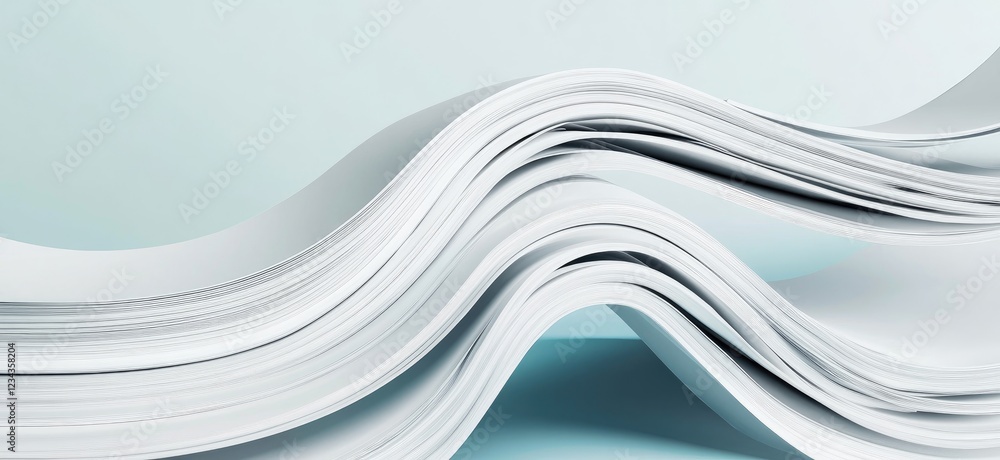 Poster set of white blank magazines or brochures on an isolated background with a clipping path, top view.