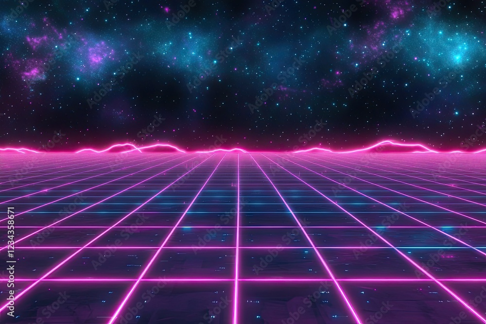 Poster abstract illustration of a background that combines data technology with music sound waves