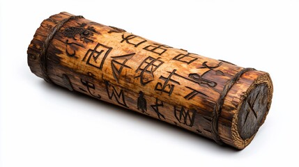 Ancient Wooden Cylinder with Enigmatic Inscriptions