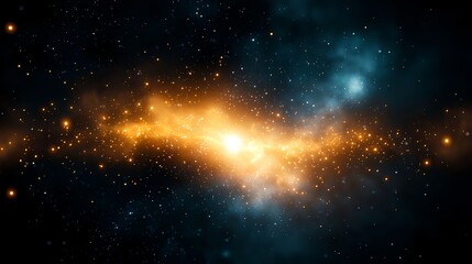 Obraz premium Glowing Orange And Blue Nebula In Dark Space