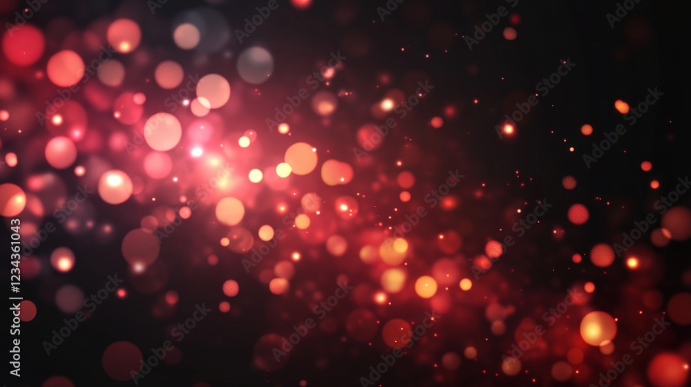 Poster abstract transparent red light leak effect with bokeh style against a dark background, ideal for bac