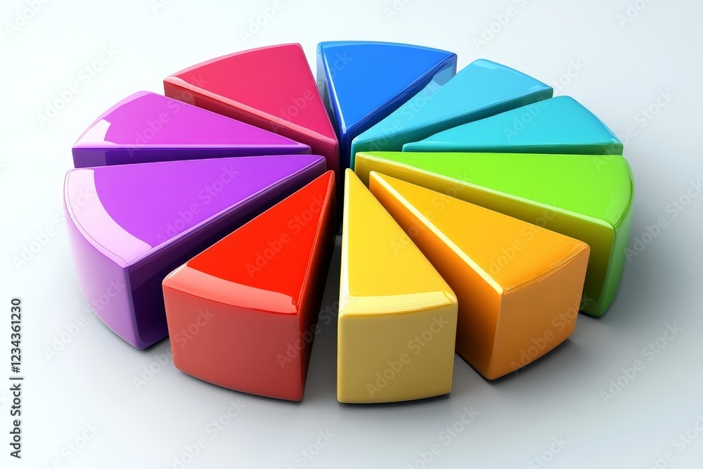 Aufkleber colorful geometric pie chart segments arranged in a circular pattern showcasing vibrant hues and smo
