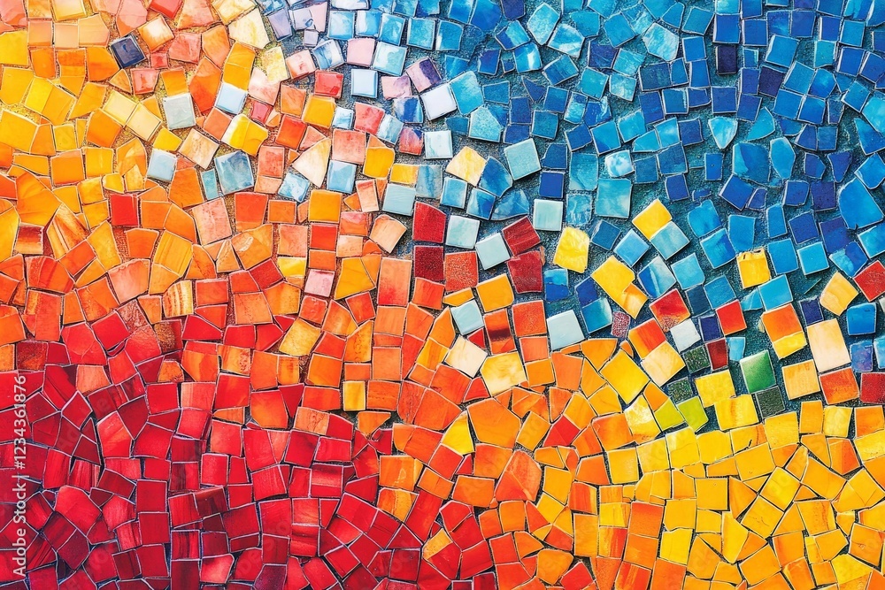 Aufkleber colorful mosaic artwork displaying vibrant patterns and textures in a blend of warm and cool tones