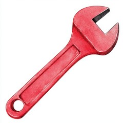 Red Adjustable Wrench Tool Watercolor Illustration Repair Maintenance DIY Project