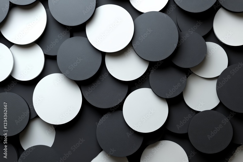 Aufkleber Textured circular patterns in black and white create a modern visual appeal to any design