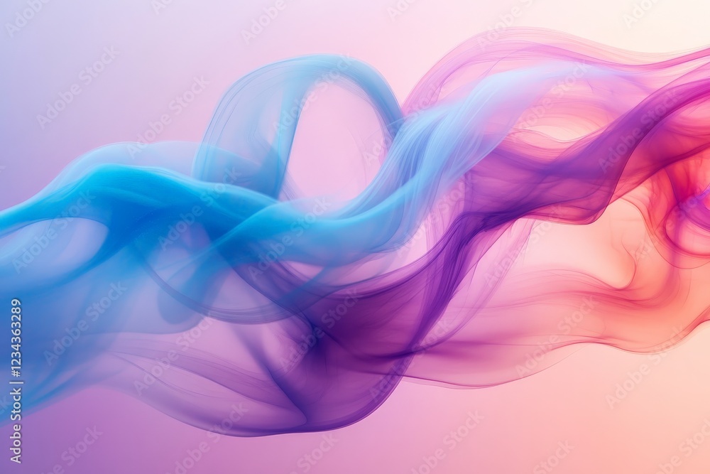 Poster colorful smoke waves dance across a gradient background in soft, flowing patterns