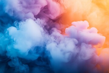 Naklejka premium Colorful smoke swirls create a captivating backdrop in vibrant hues of blue, purple, and orange