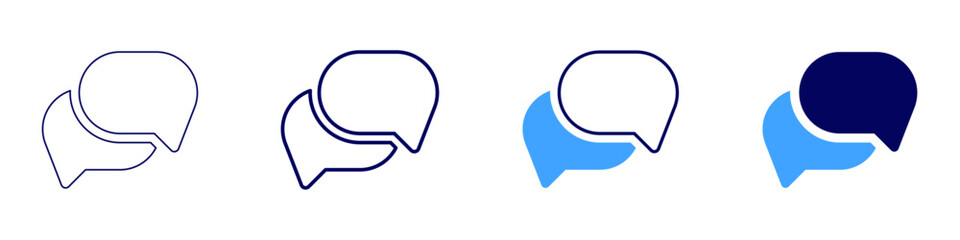 Speech bubbles icon in 4 different styles. Thin Line, Line, Bold, and Bold Line. Duotone style. Editable stroke