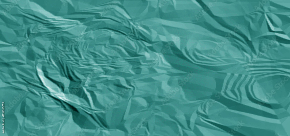 Poster dark green crumpled paper texture background. a crumpled sheet of white paper abstract background. c