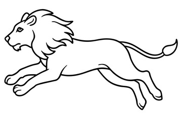 One-Line Lion Jump Vector Art