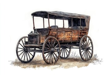 Fototapeta premium Wooden carriage vehicles transportation vintage antique.