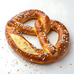 traditional german salted pretzel isolated on white Background