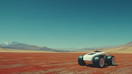 Obraz premium Autonomous Vehicle Exploring a Martian Desert Landscape