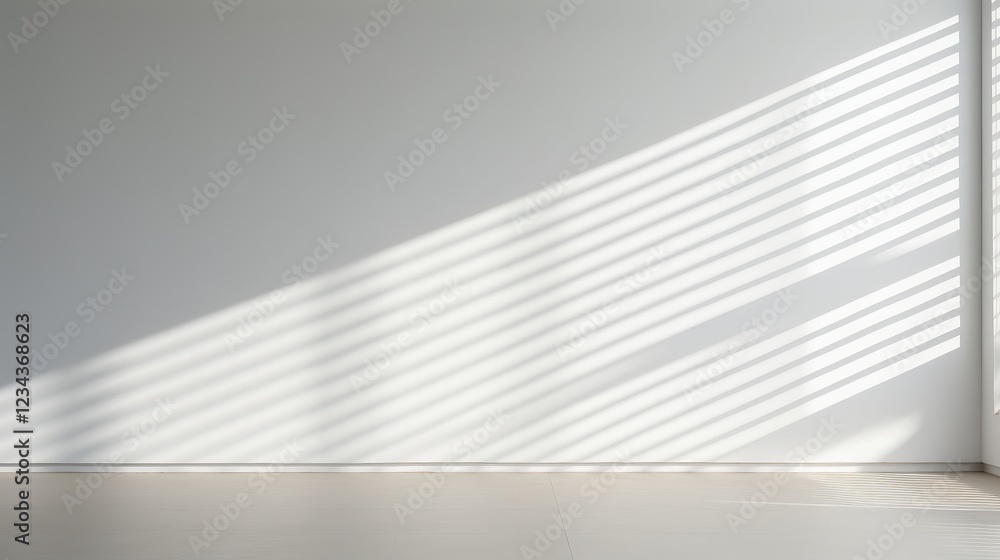 Poster abstract shadow and light patterns on minimal white wall background in contemporary space for creati