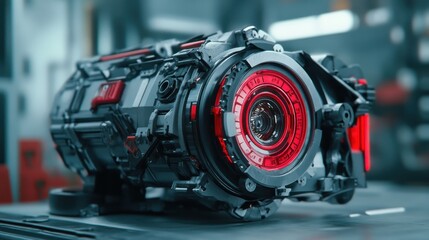 Fototapeta premium A close-up of a lathe machine cutting a metal piece with precision.