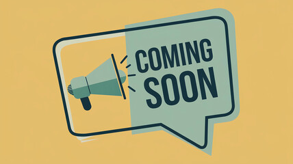 Retro Style Coming Soon Announcement with Megaphone and Vintage Speech Bubble with Bold Typography