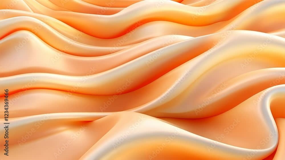 Poster smooth, flowing orange fabric waves create serene background with soft texture, perfect for elegant 