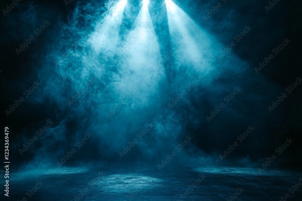 Poster atmospheric blue fog with dramatic lighting creates an immersive backdrop for performance or event