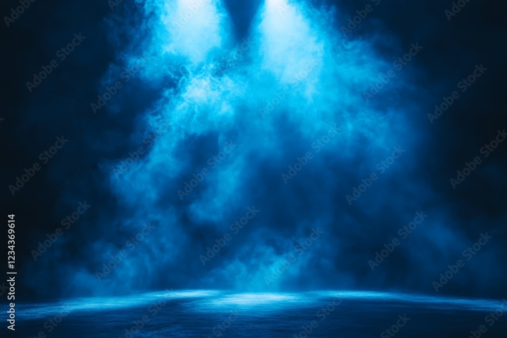 Poster mysterious blue light creates an atmospheric effect in a dimly lit space