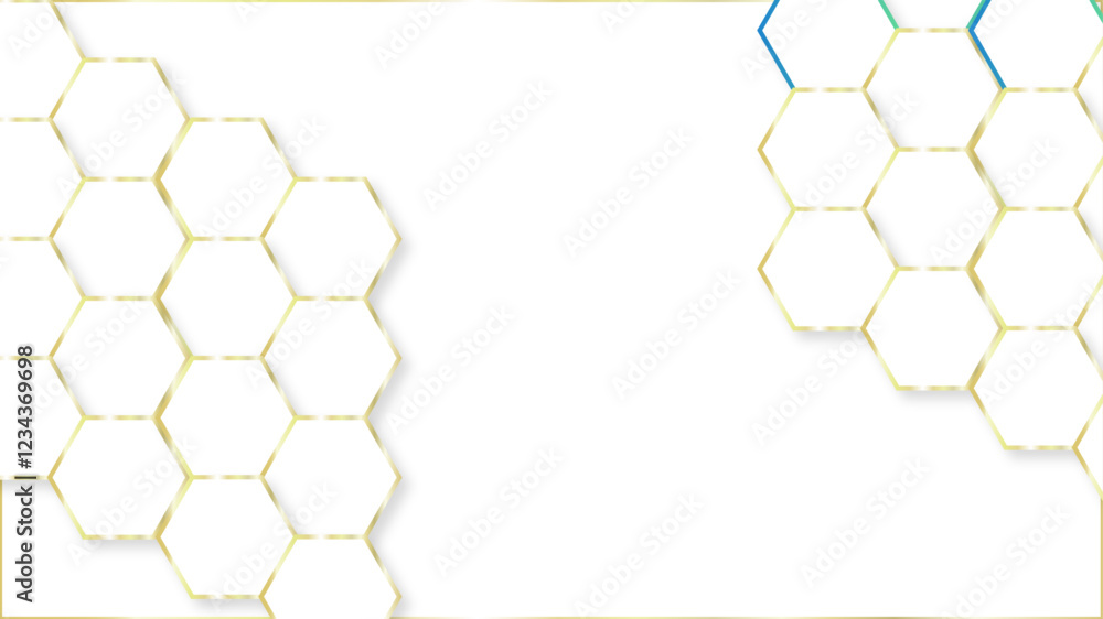 Poster abstract honeycomb pattern hexagonal background. abstract golden hexagonal geometric shape technolog