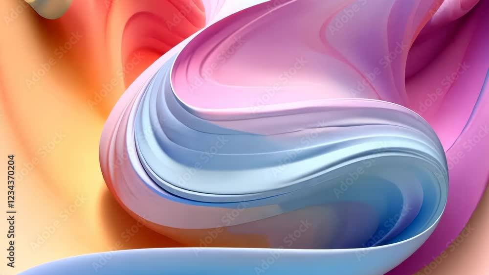 Poster explore a captivating journey of colorful abstract shapes that flow and evolve seamlessly. the fluid
