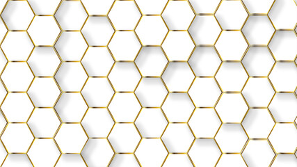 Abstract honeycomb pattern hexagonal background. Golden hexagon honeycomb outline art for design element. Golden hexagon pattern honeycomb background. Honeycomb concept design abstract technology bg.

