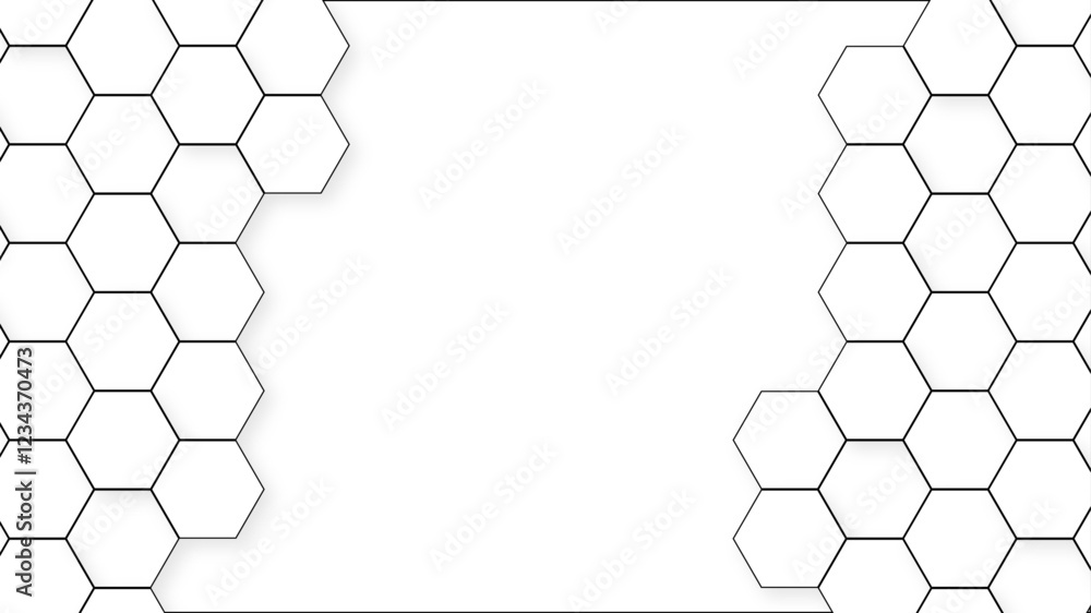 Poster abstract honeycomb pattern hexagonal background. white hexagon honeycomb outline art for design elem