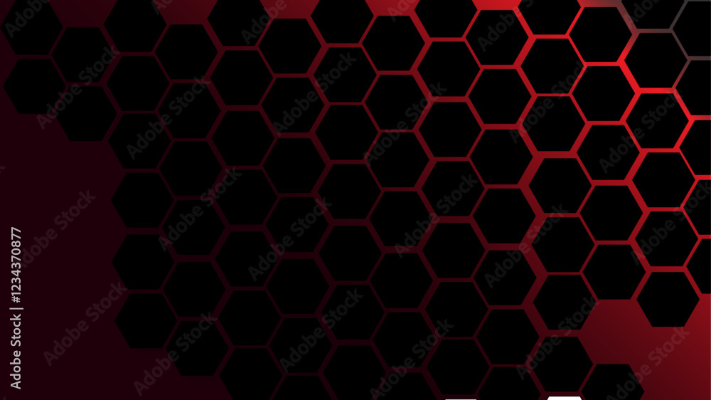 Poster abstract red honeycomb pattern hexagonal background. abstract red hexagonal geometric shape technolo