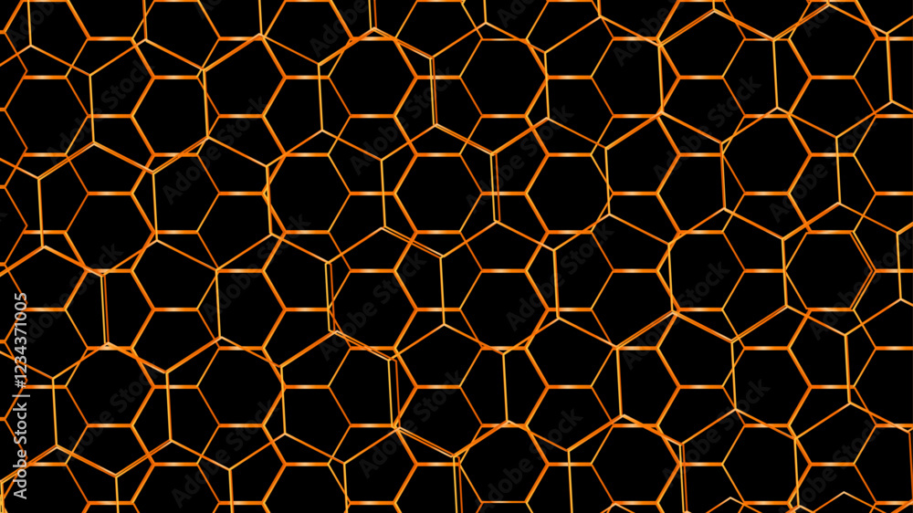 Poster abstract honeycomb pattern hexagonal background. golden hexagonal or honeycomb pattern on black back