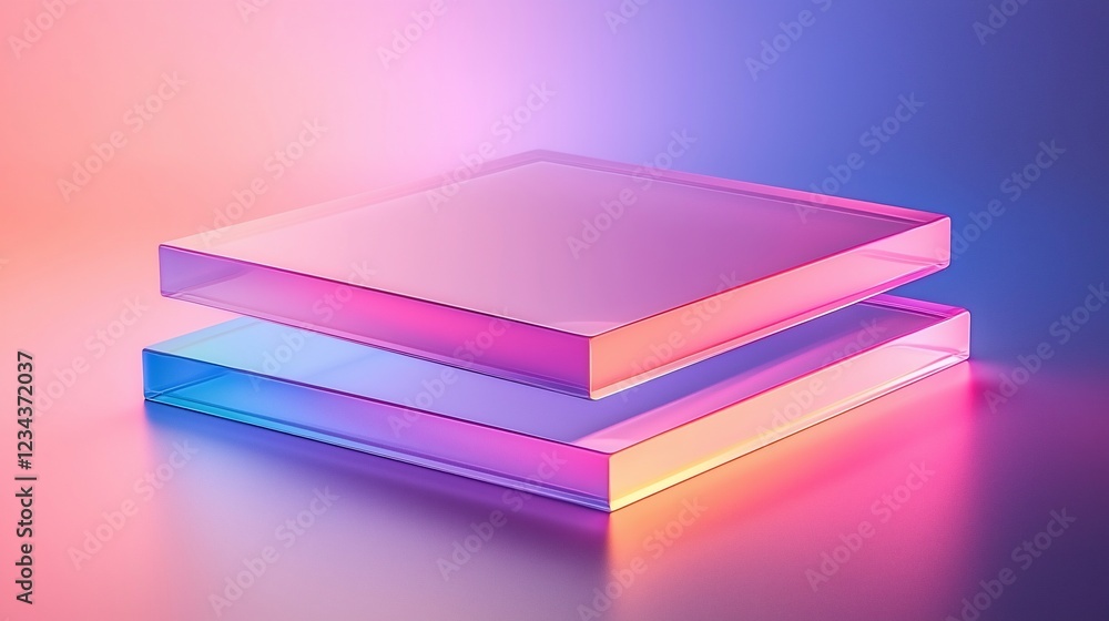 Poster two stacked glass blocks showcasing gradient colors