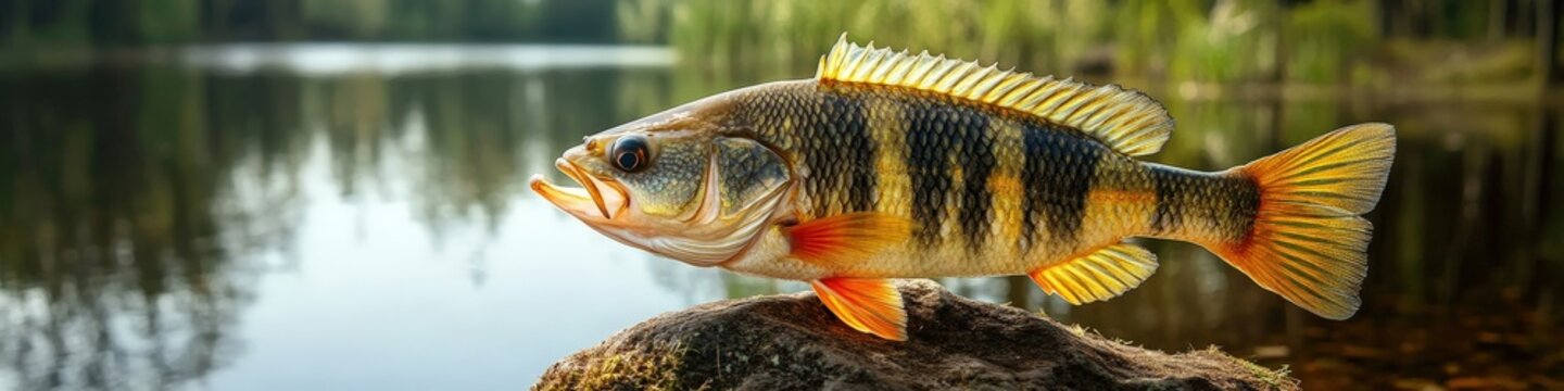 Close-up of river fish in hands. Selective focus
