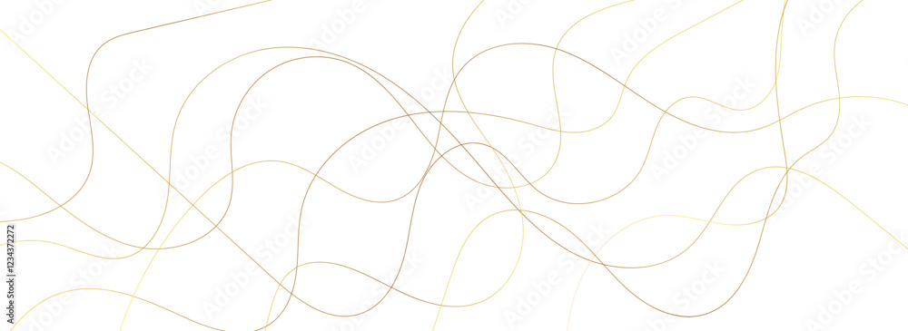 Poster colorful random pattern golden line stroke on a transparent background. decorative pattern with tang