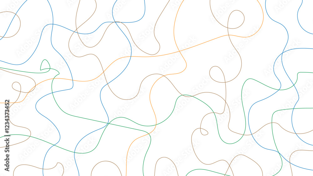 Poster colorful random line scribble chaotic pattern. decorative random scribble pattern with tangled curve