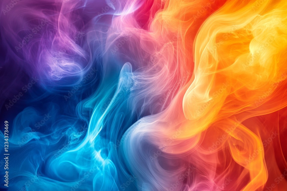 Aufkleber Colorful swirling smoke creating a vibrant abstract pattern in a mesmerizing display of hues
