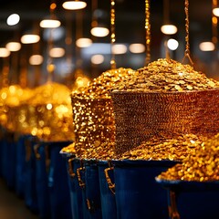 Golden Coins in Industrial Setting