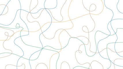 Colorful random line scribble chaotic pattern. Decorative random scribble pattern with tangled curved lines. Abstract wavy linear background outlines random chaotic lines vector illustration.