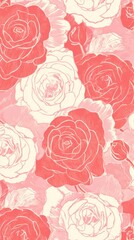 Obraz premium Rose pattern wallpaper flower.