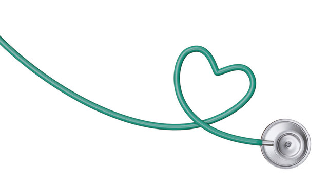 Medical stethoscope and heart isolated on white, transparent. Health care, love concept