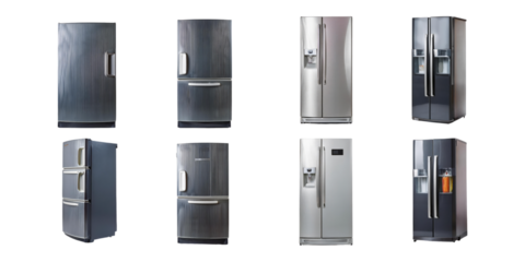 Selection of Modern Refrigerators for Kitchen, PNG collection, set bundle, isolate on transparent or white background