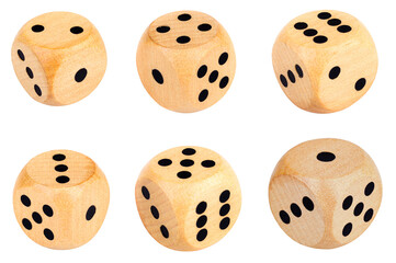 dice wood isolated on white background