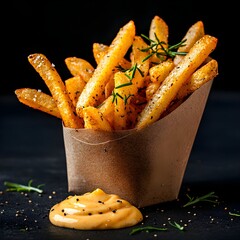Golden French Fries with Creamy Sauce