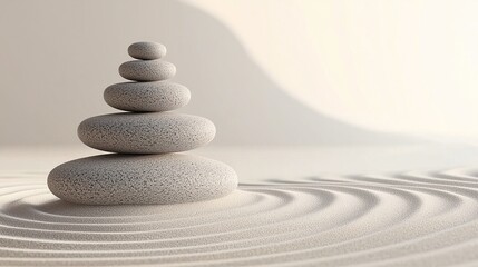Serene Zen garden with carefully arranged stones and raked sand patterns
