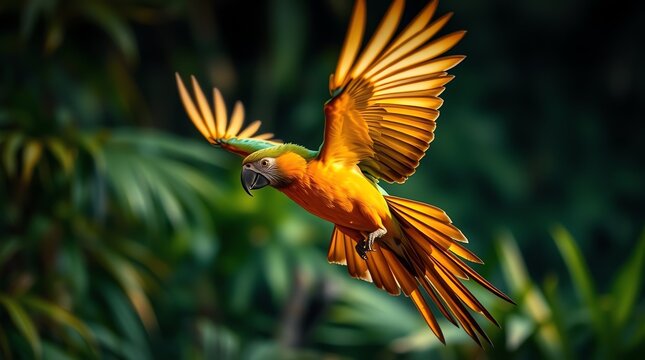 Flying parot in the Jungle